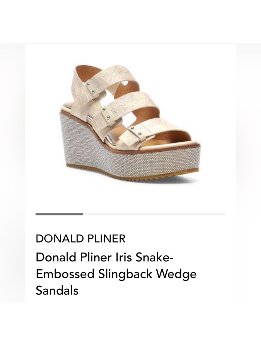 Donald J. Pliner Iris Snake-Embossed Cream Wedge Sandals - Picture 1 of 6